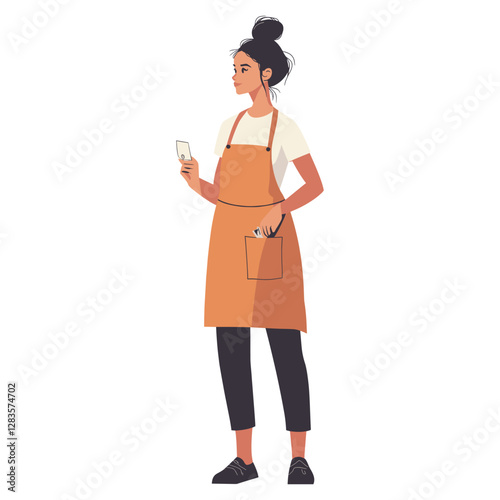 Woman cashier apron illustration female vector