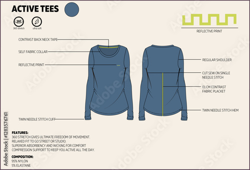 Women Active Long Sleeve Crew Neck T-shirt  Technical Tech Pack.