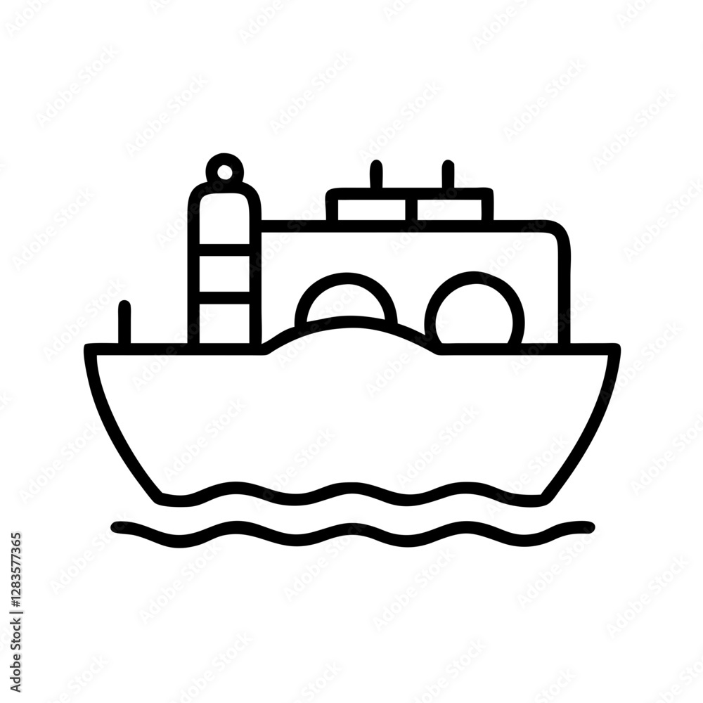 lng carrier icon, lng carrier line art - simple line art of lng carrier, perfect for lng carrier logos and icons lng carrier icon, lng carrier line art - simple line art of lng carrier, perfect for lng carrier logos and icons