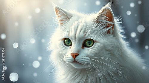 Domestic Cat Playing in Snow Outdoors