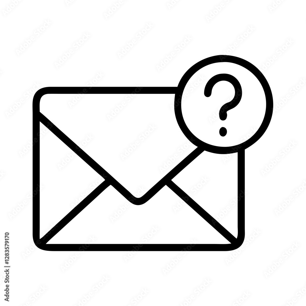 email with question mark icon, email with question mark line art - simple line art of email with question mark, perfect for email with question mark logos and icons