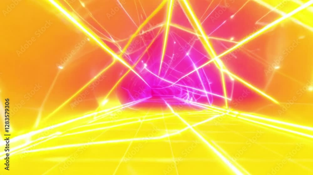 a colorful, abstract tunnel with neon lights and lines.