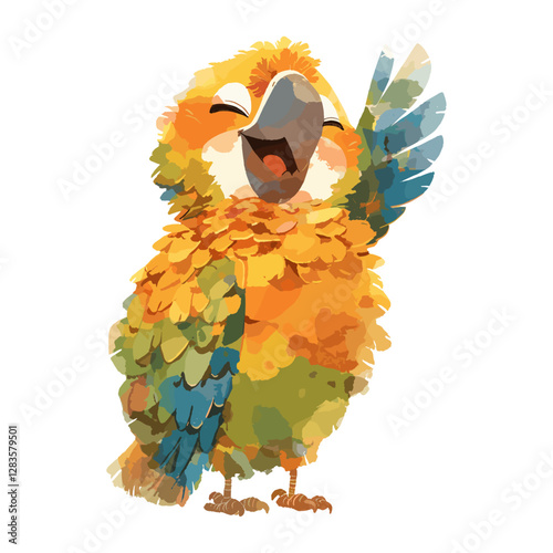 Parrot with Winking illustration watercolor bird vector