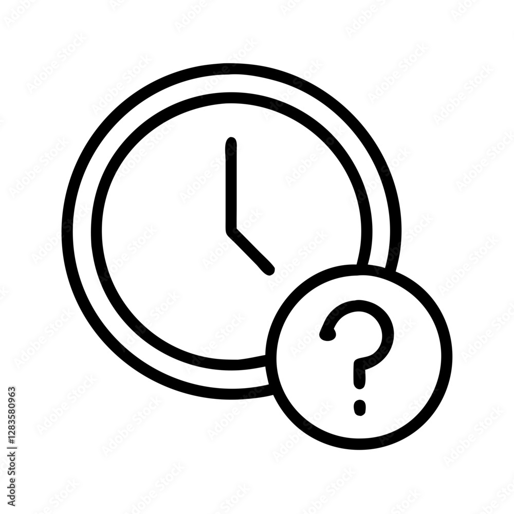 question mark with a clock icon, question mark with a clock line art - simple line art of question mark with a clock, perfect for question mark with a clock logos and icons question mark with a clock icon, question mark with a clock line art - simple line art of question mark with a clock, perfect for question mark with a clock logos and icons