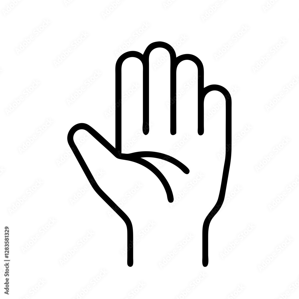 Obraz premium raised hand icon, raised hand line art - simple line art of raised hand, perfect for raised hand logos and icons