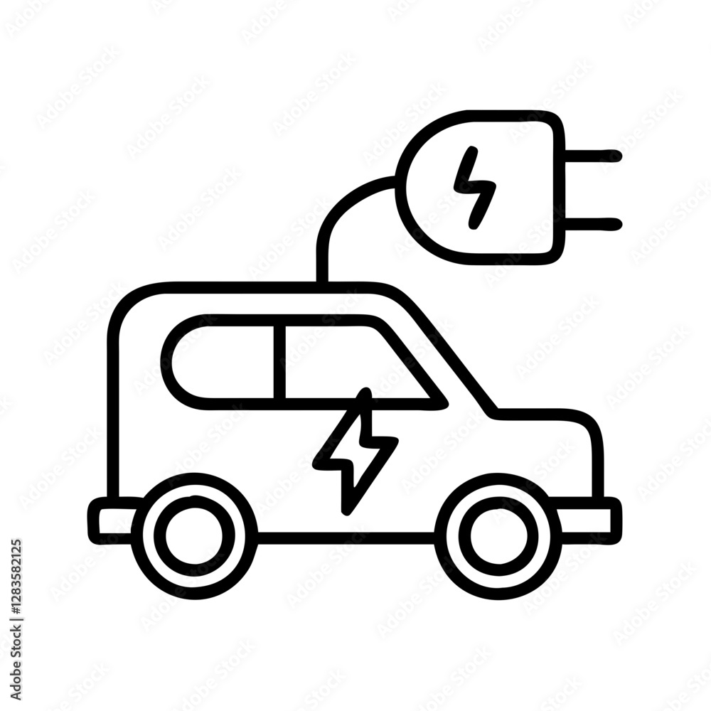 electric car icon, electric car line art - simple line art of electric car, perfect for electric car logos and icons electric car icon, electric car line art - simple line art of electric car, perfect for electric car logos and icons