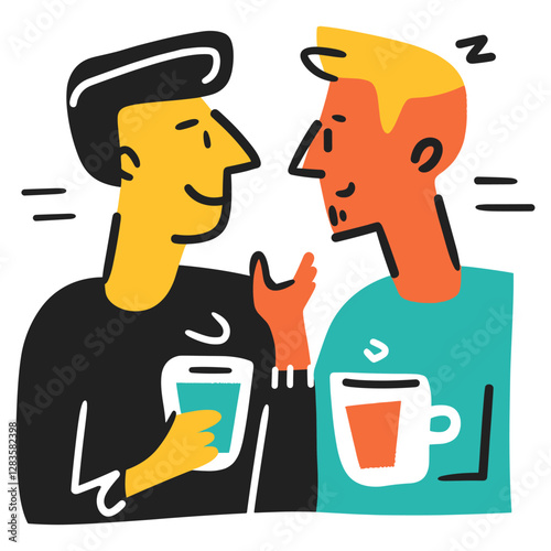 2 finance men talking business concept impressions drinking coffee people person art vector