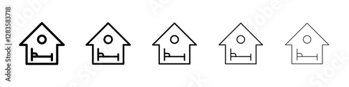 Accommodation icon set in different stroke sizes