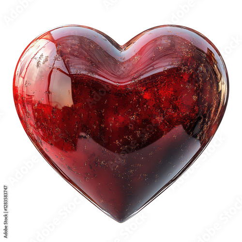 Shiny Red Heart on Transparent Background