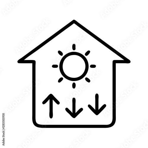 Fotografía passive solar design icon, passive solar design line art - simple line art of pa