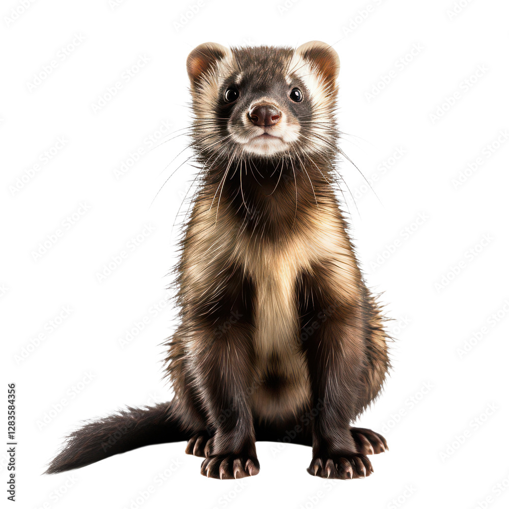 Fototapeta premium Adorable Ferret on Transparent Background