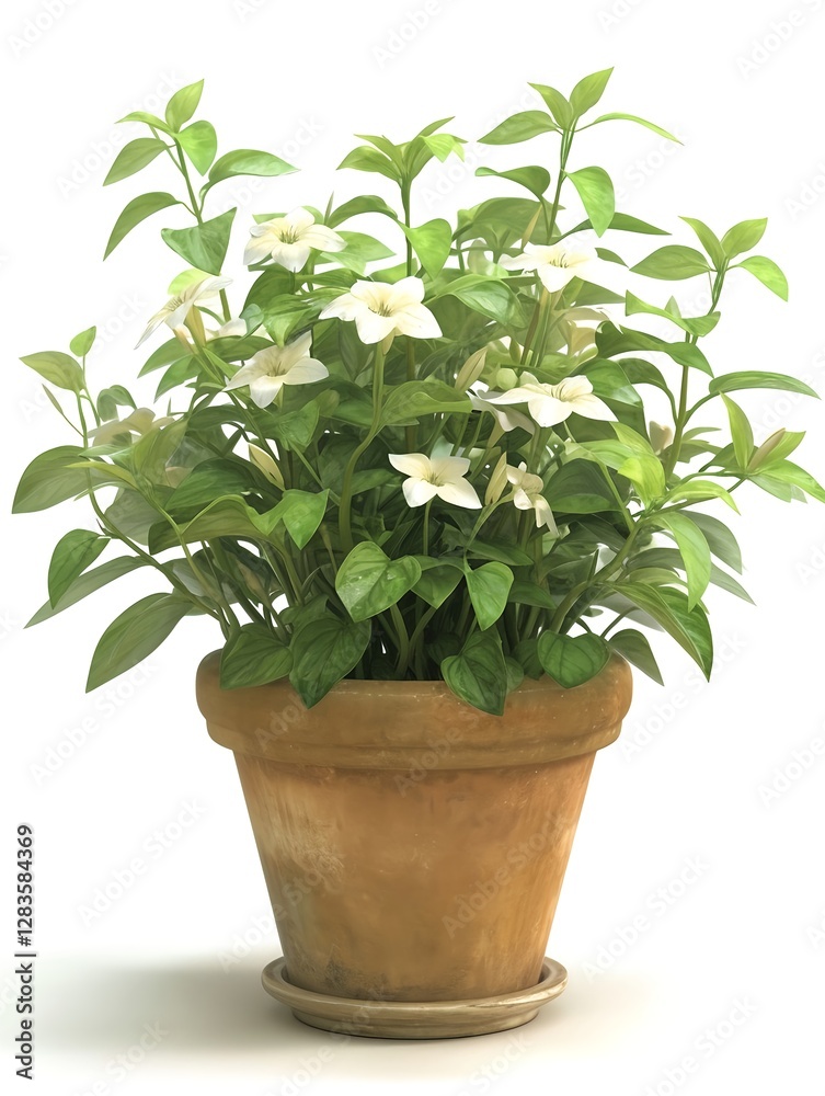 Flowers in a pot display vibrant blooms and lush foliage Flowers in a pot display vibrant blooms and lush foliage