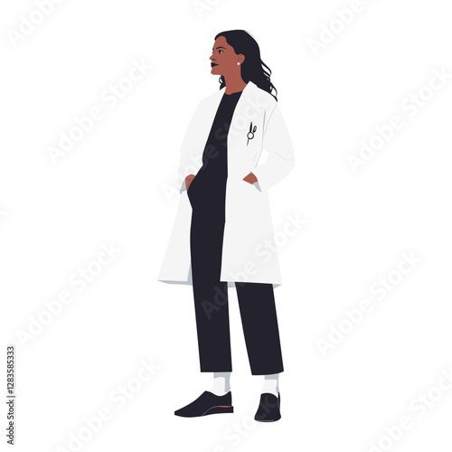 A woman doctor illustration white coat vector