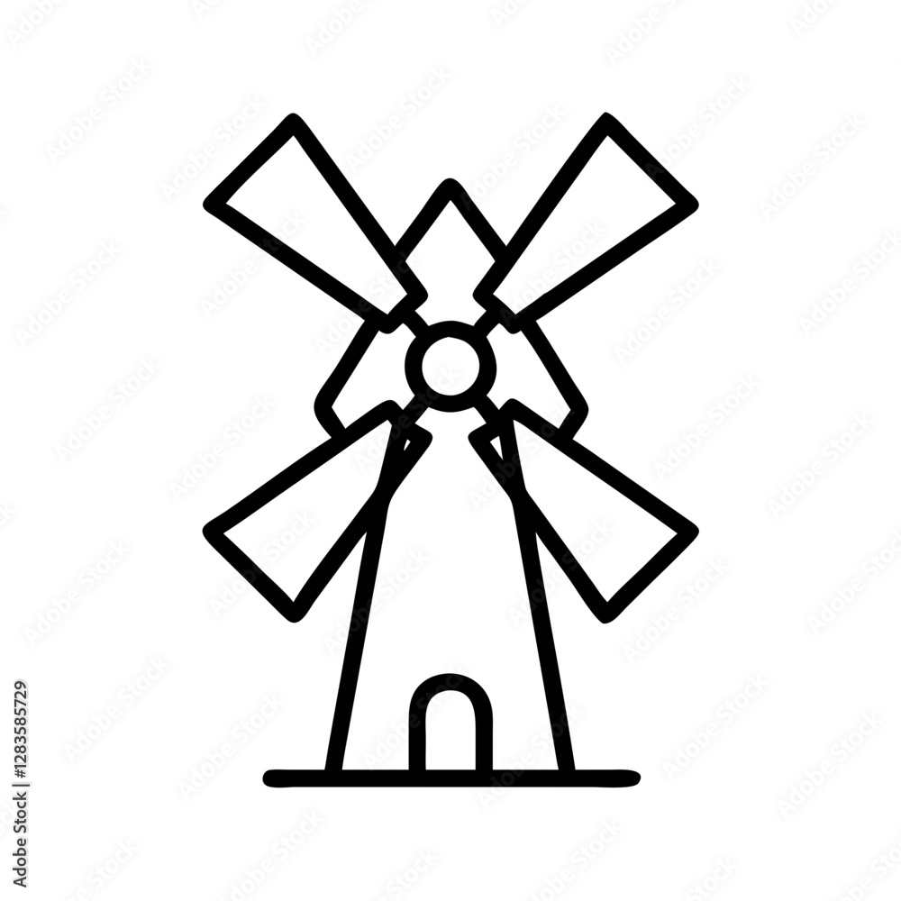 windmill icon, windmill line art - simple line art of windmill, perfect for windmill logos and icons windmill icon, windmill line art - simple line art of windmill, perfect for windmill logos and icons
