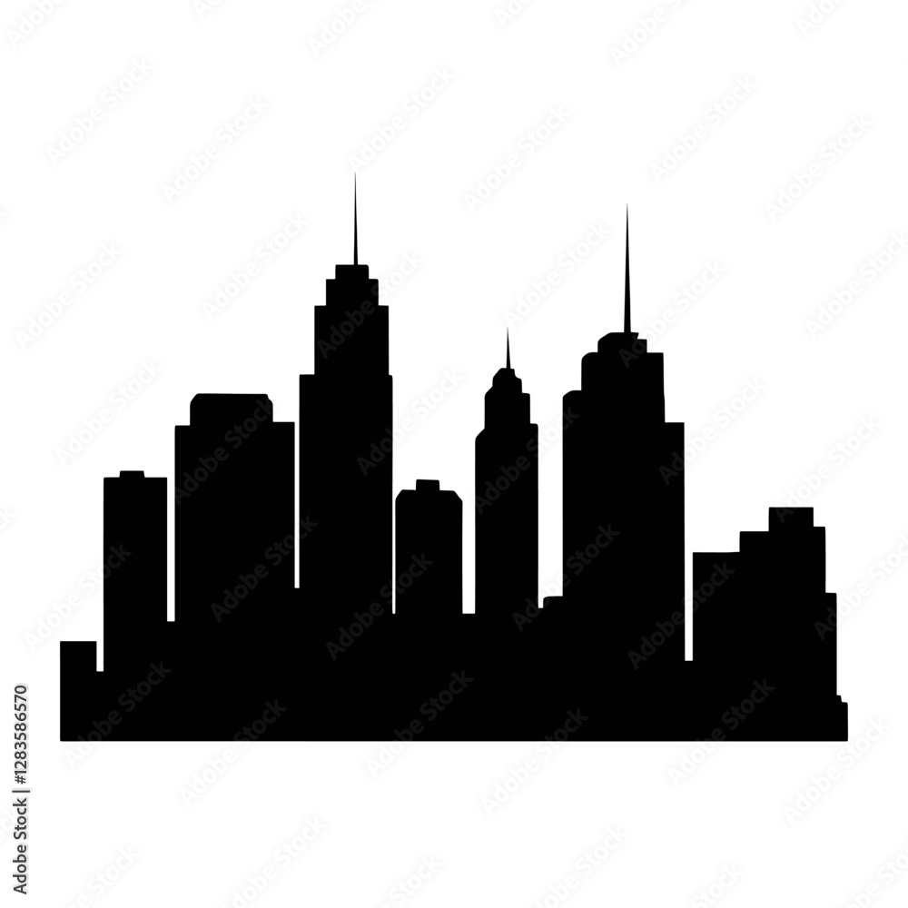 Fototapeta premium Skyscraper silhouette architecture cityscape vector