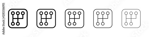 car gearbox icon set in different stroke sizes