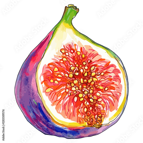 vectorFig fruit fig illustration watercolor