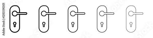 Door handle icon set in different stroke sizes