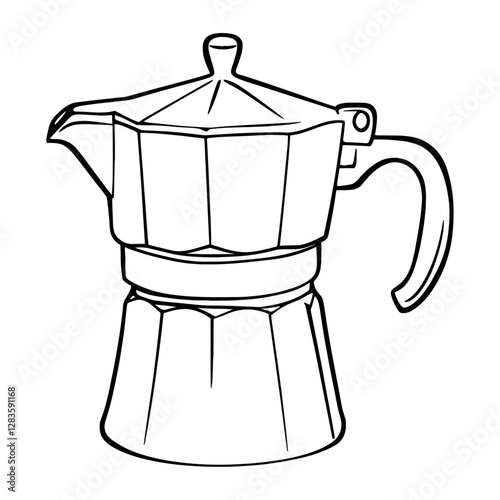 Coffee moka pot art drawing line vector