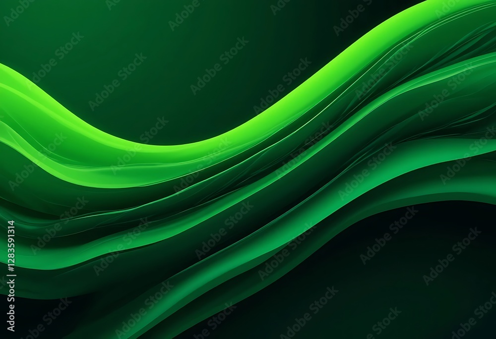 Obraz premium Flowing green waves create an abstract and beautiful background design