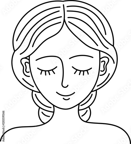 Black and white vector illustration of a woman