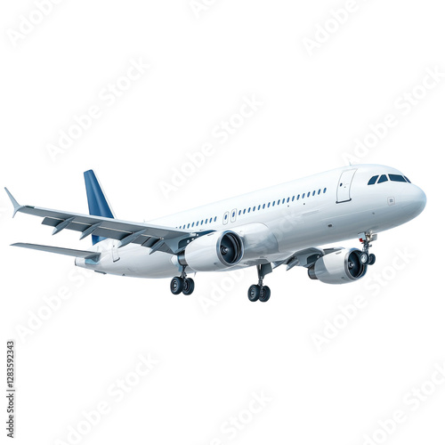 Aircraft flying above in the clear sky isolated on transparent background, PNG