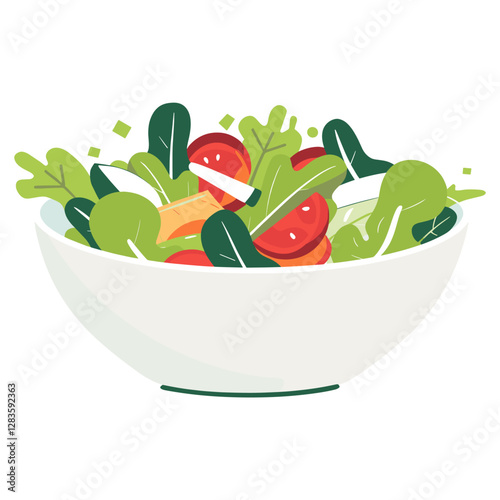 Salad bowl ingredients vegetables colorful vector
