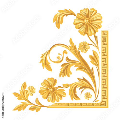 Gold decorative ancient Greek corner art graphics pattern vector