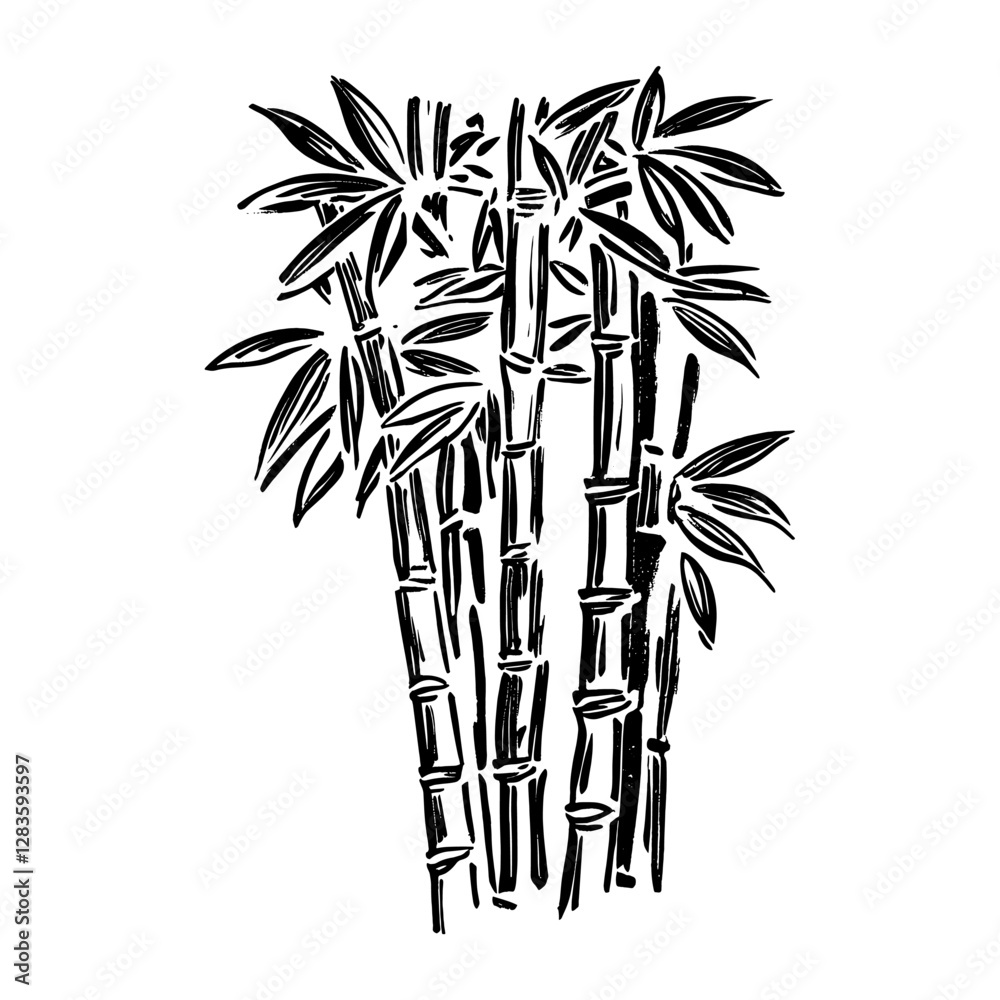 Fototapeta premium Bamboo tree drawing white art vector