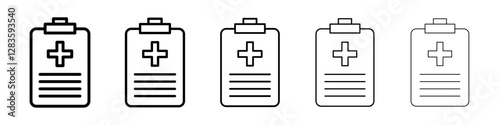 Health insurance icon set in different stroke sizes