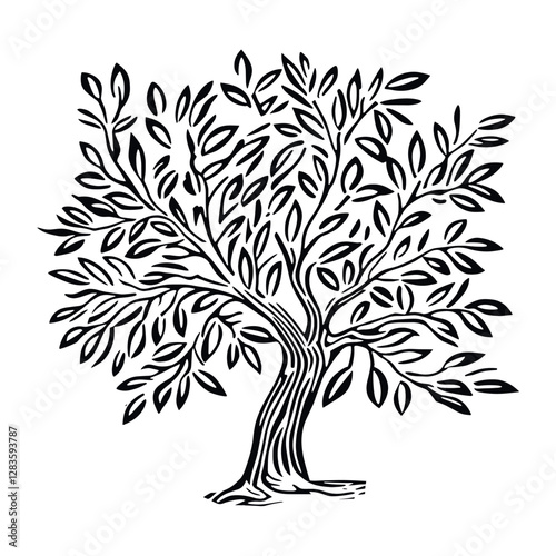 Olive tree art drawing white vector