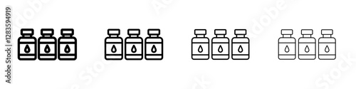 Ink cartridge icon set in different stroke sizes