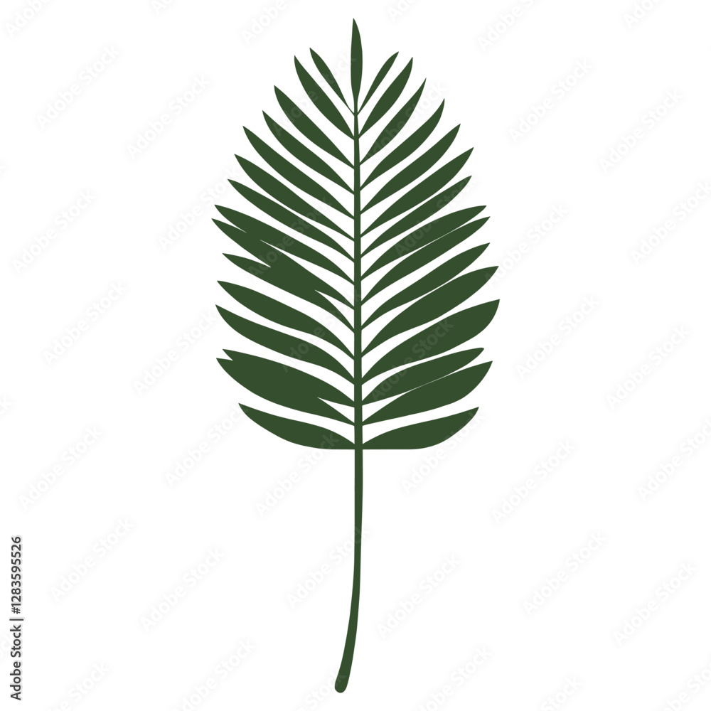 Green tropical palm leaf illustration minimalist botanical vector Green tropical palm leaf illustration minimalist botanical vector