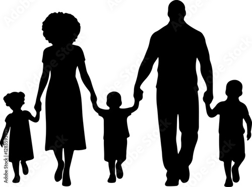 Happy family silhouette vector illustration on isolated background