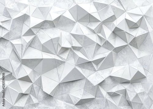 White polygonal concrete wall creating abstract geometric pattern