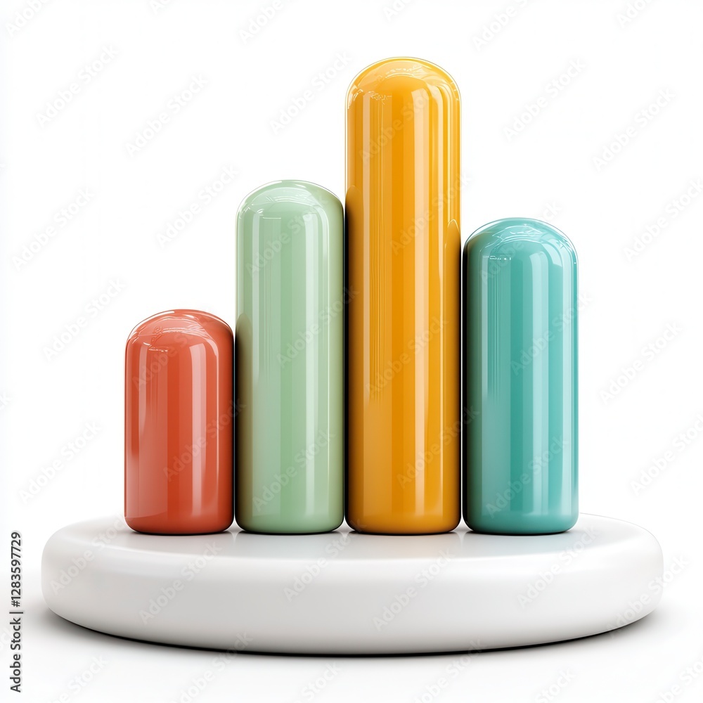 Pastel Colored Bar Chart on White Background Pastel Colored Bar Chart on White Background