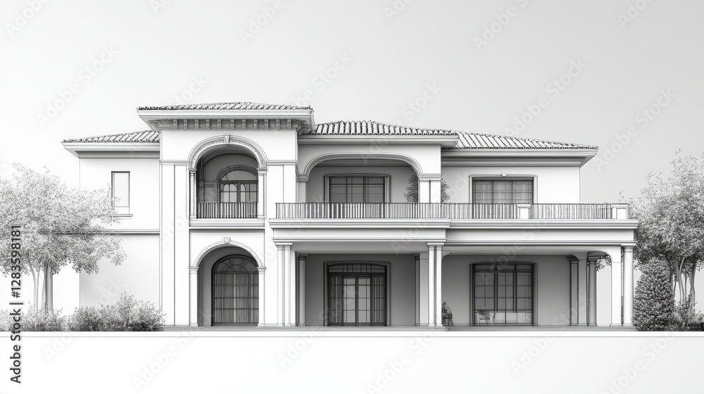 Modern Architectural Design of a Building in Vector Illustration Modern Architectural Design of a Building in Vector Illustration