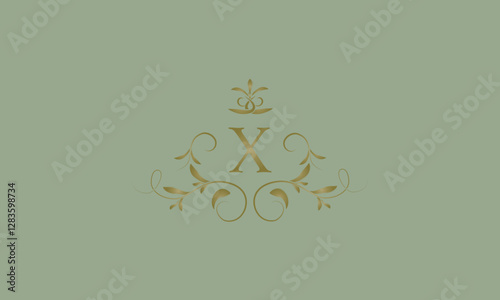 Elegant emblem logo with exquisite letter X. Business monogram emblem icon, symbol. Vector illustration.