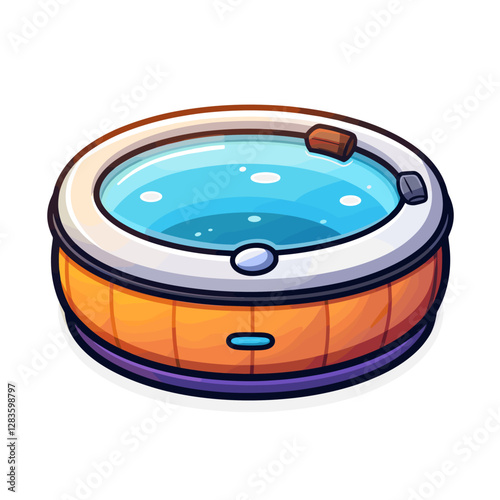 Hot tub in cartoon style. Vector illustration isolated on white background.
