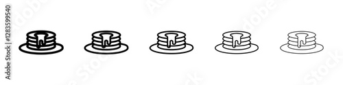 pancakes icon set in different stroke sizes