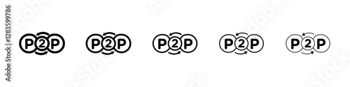 Peer to peer icon set in different stroke sizes