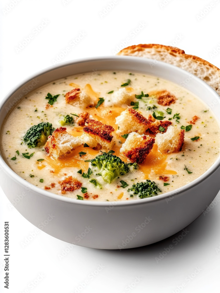 a bowl with broccoli cheddar soup. AI generative. a bowl with broccoli cheddar soup. AI generative.