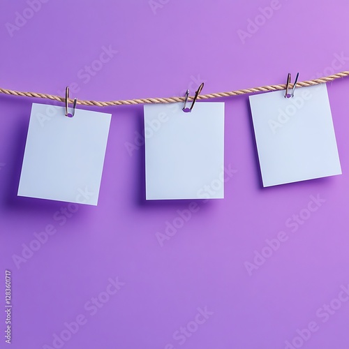Professional Notes and Cards Mock-up on Rope Background