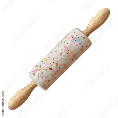 Terrazzo rolling pin accessory weaponry colorful vector