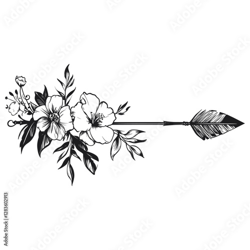 Arrow tattoo illustration drawing flower vector