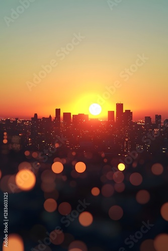 The urban skyline in the afterglow