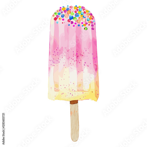 Illustration watercolor popsicle colorful vector
