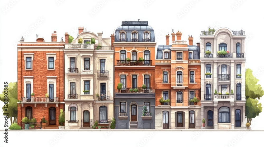 Fototapeta premium Vector Illustration of Modern Architectural Elements in Urban Setting