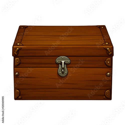 Wooden chest isolated on transparent background