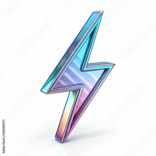 metallic energy lightning bolt fluid holographic Iridescent 3d render icon isolated on transparent background cutout
By Papugrat
